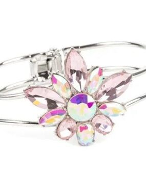 Boho cuff Women's Pink Crystal Flower Cuff Bracelet